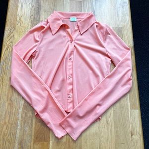 Aritzia Wilfred Pose Waist Length Mesh Collared Button-up